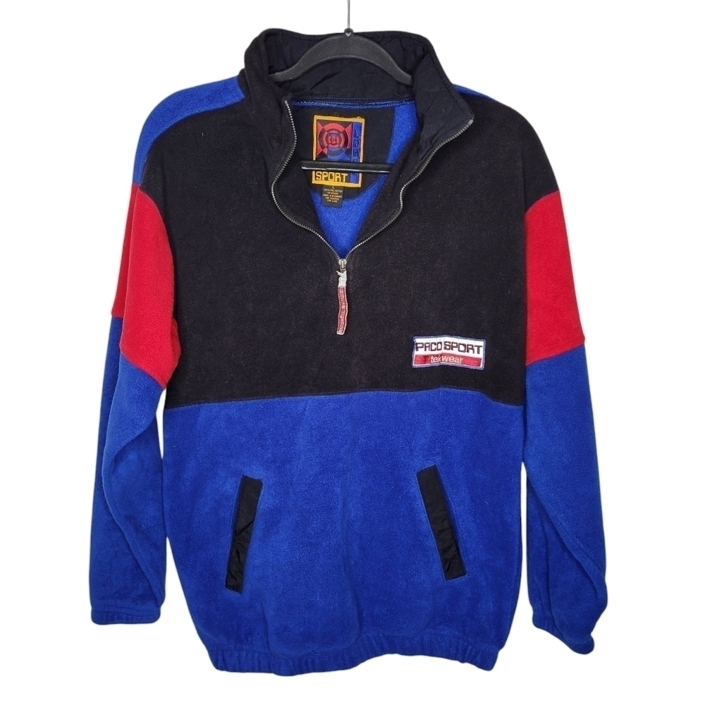 Vintage 90s Paco Sport Tekwear Colorblock Quarterzip Sweatshirt Size Large